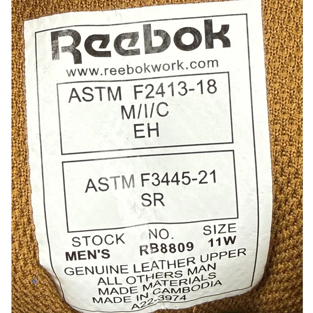 Reebok Work RB8809 Sublite Tactical Boots Coyote Brown Side Zip‎ 11W EH SR NIB